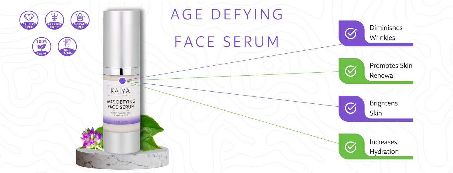 Kaiya Cosmetics™ Age Defying Face Serum with Bakuchiol & White Tea