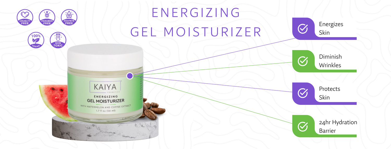 Kaiya Cosmetics™ Energizing Gel Moisturizer with Watermelon and Coffee Extract